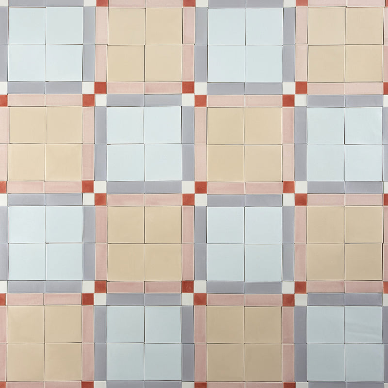 Multi-Coloured Geometric Square Pattern Tiles - AKMBEF-EX