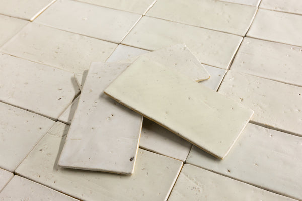 Undulating Off-White Handmade Rectangular Tiles - ALAAFL-WS