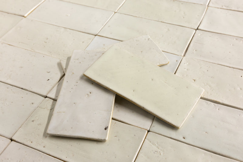 Undulating Off-White Handmade Rectangular Tiles - ALAAFL-WS