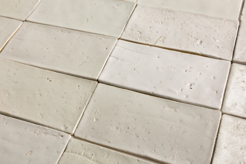Undulating Off-White Handmade Rectangular Tiles - ALAAFL-WS