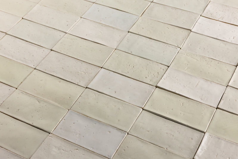 Undulating Off-White Handmade Rectangular Tiles - ALAAFL-WS