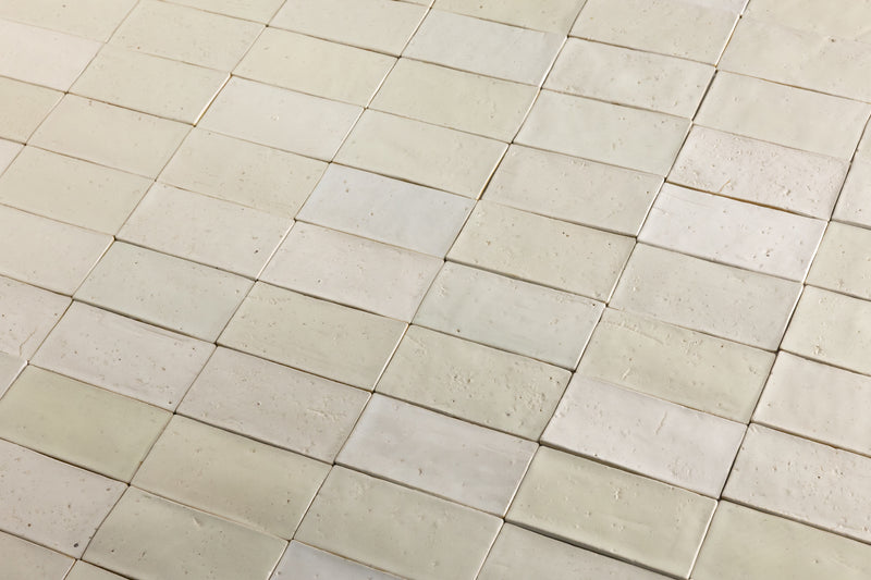 Undulating Off-White Handmade Rectangular Tiles - ALAAFL-WS