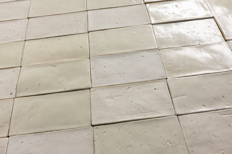 Undulating Off-White Handmade Rectangular Tiles - ALAAFL-WS