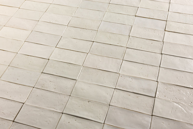 Undulating Off-White Handmade Rectangular Tiles - ALAAFL