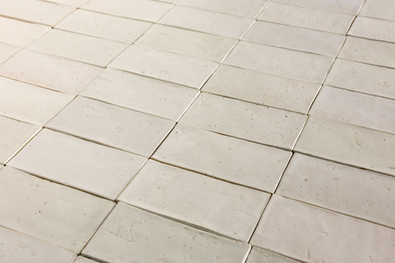 Undulating Off-White Handmade Rectangular Tiles - ALAAFL