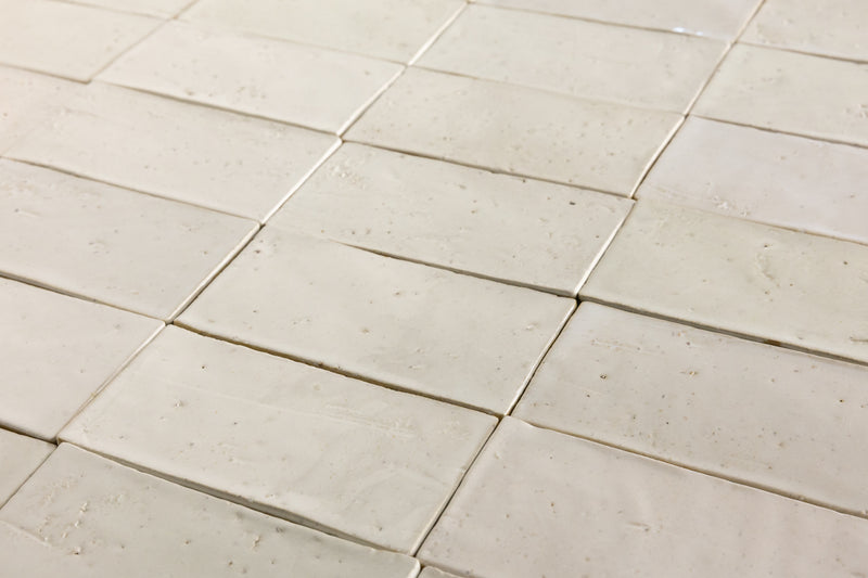 Undulating Off-White Handmade Rectangular Tiles - ALAAFL