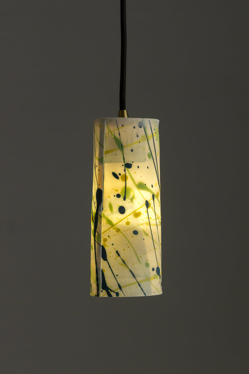 Aqua & Yellow Porcelain Pendant Light - AMEAEE
