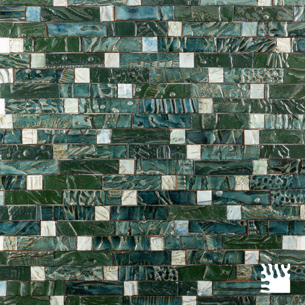 Hand-Made Green Textured Ceramics Wall Tiles - AMHMCB-WS