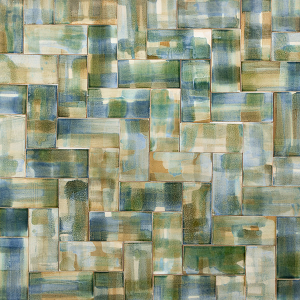 Artistic of Rectangular Green Blue Tiles - AUQMTE_29F