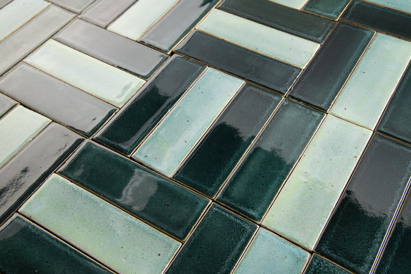 Rectangular Green & Aqua Tiles AZFXJJ