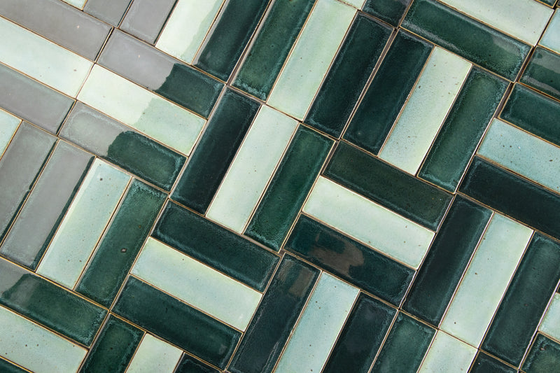 Rectangular Green & Aqua Tiles AZFXJJ