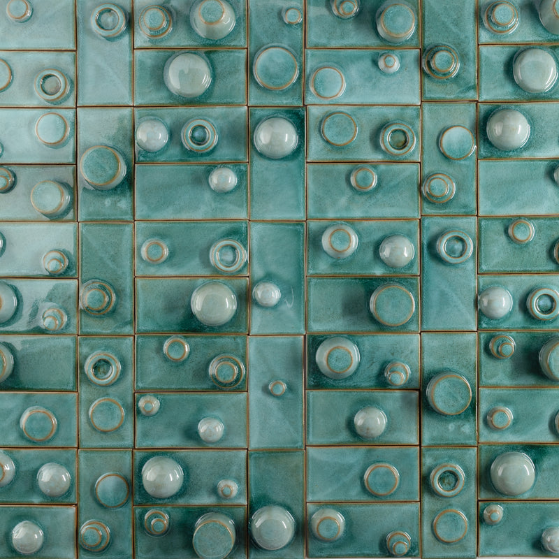 Hand-Made Rectangular 3D Aqua Tiles - B1IGZC-EX
