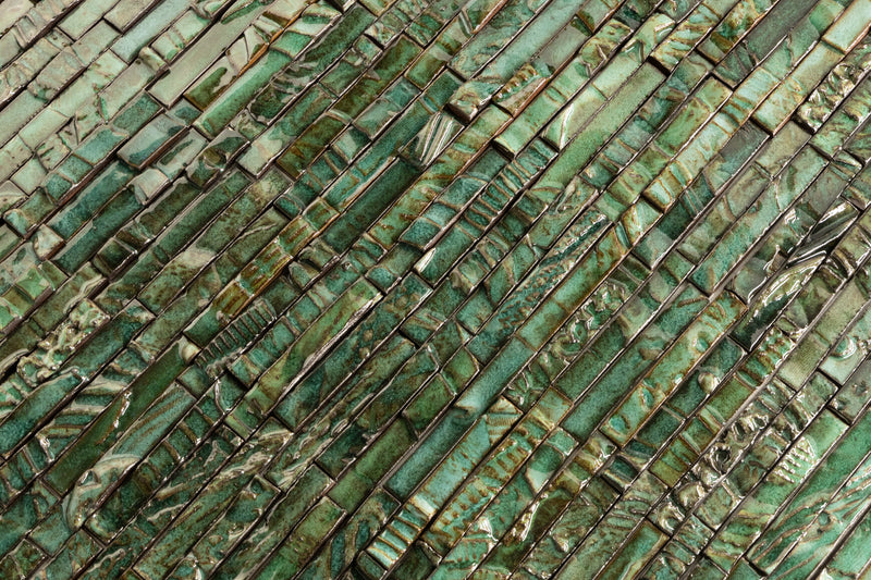 Hand-Made Slender Green Textured Ceramics Wall Tiles - BAFLHD-WS