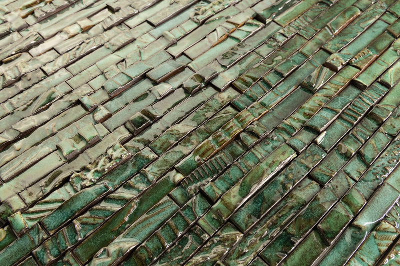 Hand-Made Slender Green Textured Ceramics Wall Tiles - BAFLHD-WS