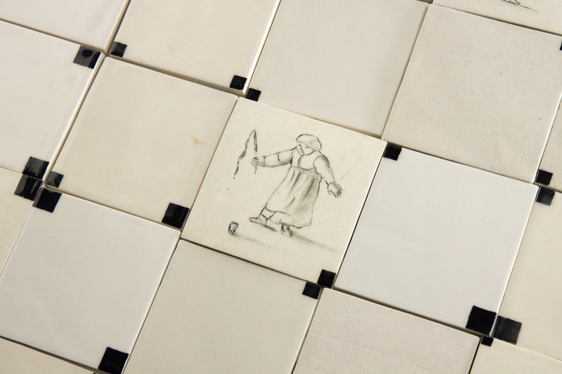 Black & White Hand Painted Delft Tiles BCCXEJ