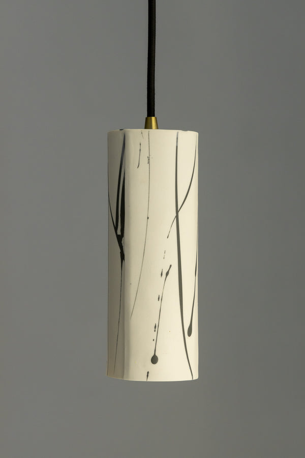 White Porcelain Pendant Light with Black Lines - BDMAGK