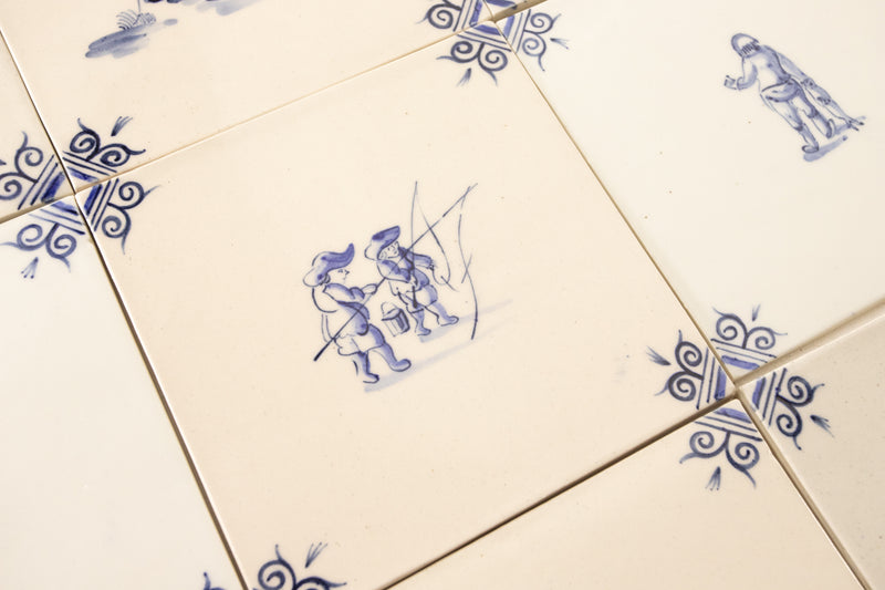 Delft Inspired Blue and White Hand-Painted Square Tiles BGNBJY_8B