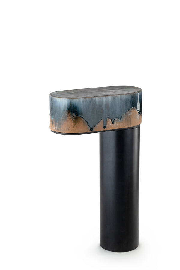 Blue & Terracott Hand-Made Ceramic Outdoor Lantern - BXD75U