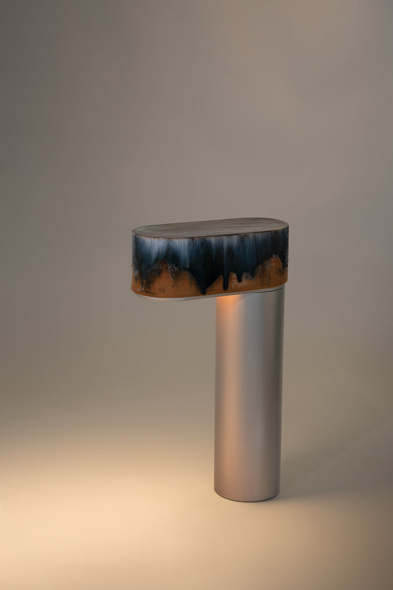 Blue & Terracott Hand-Made Ceramic Outdoor Lantern - BXD75U