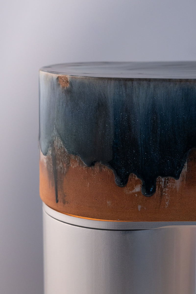 Blue & Terracott Hand-Made Ceramic Outdoor Lantern - BXD75U