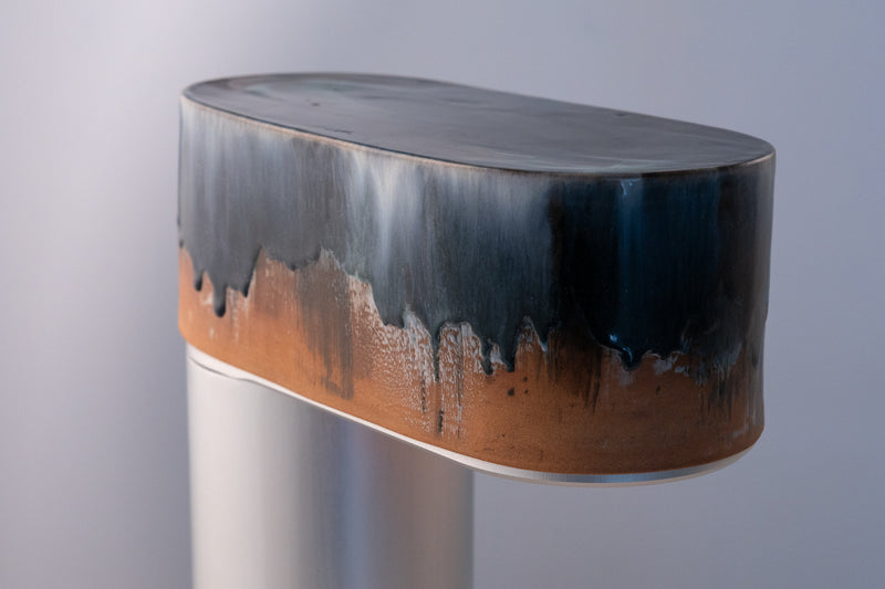 Blue & Terracott Hand-Made Ceramic Outdoor Lantern - BXD75U