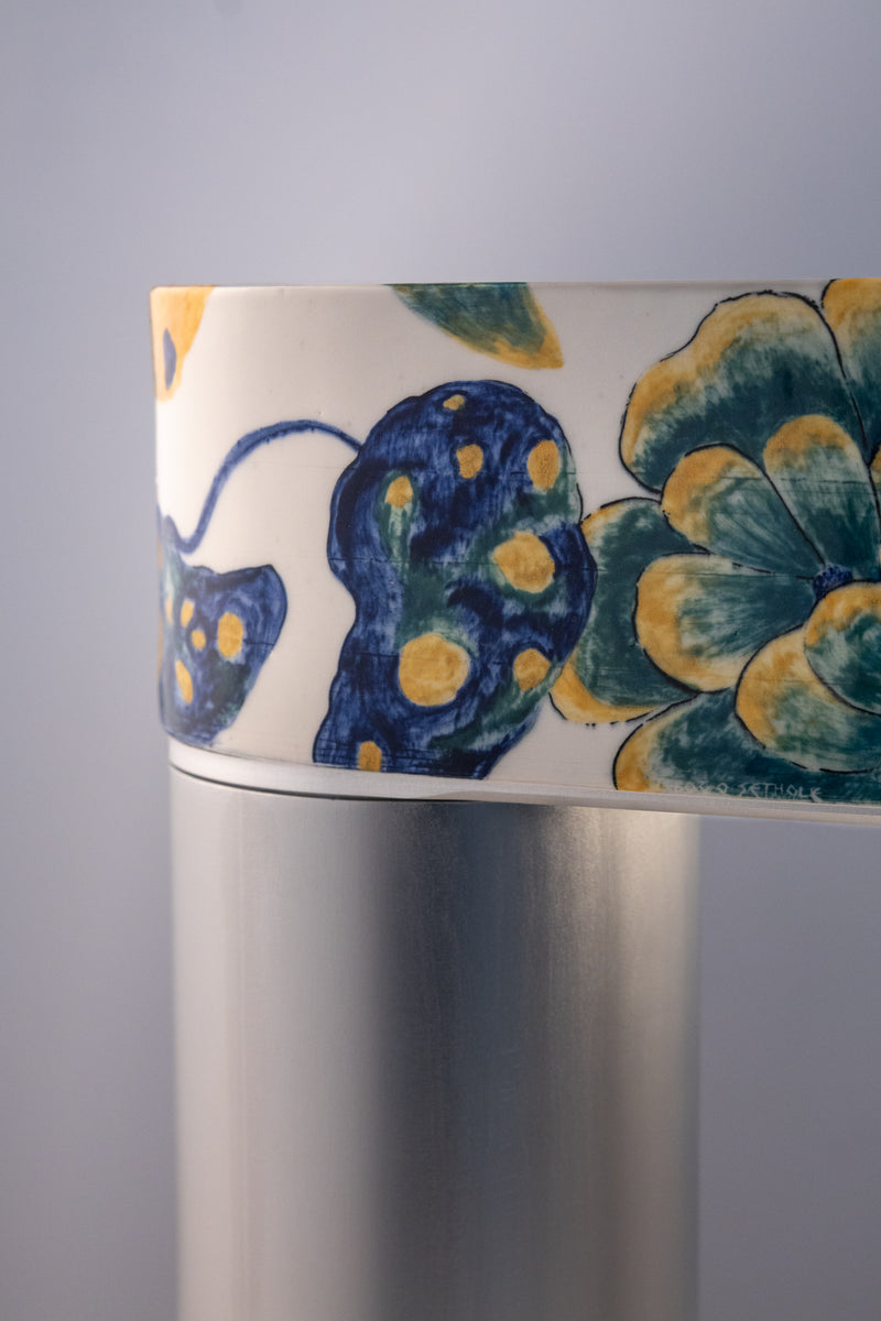 Floral Hand-Painted Ceramic Outdoor Lantern - BZN9G2