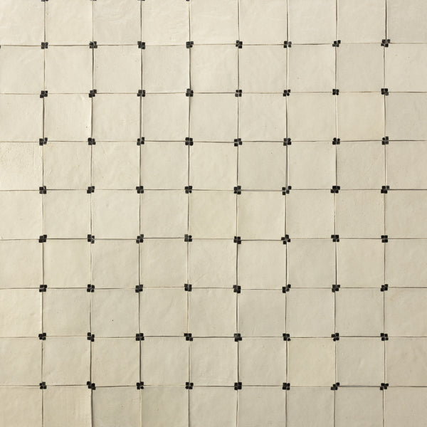 Cream Square Ceramic Tiles with Black Hand-Painted Corners - CBCDFD-WS