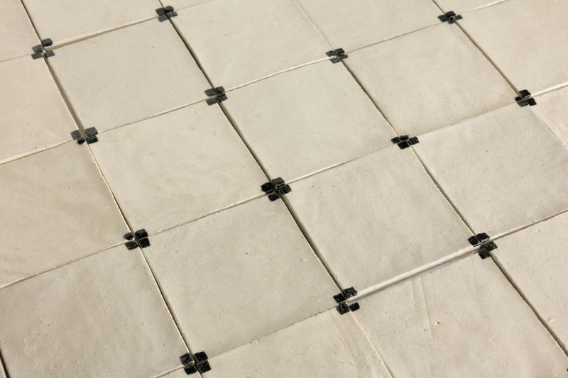Cream Square Ceramic Tiles with Black Hand-Painted Corners - CBCDFD-WS
