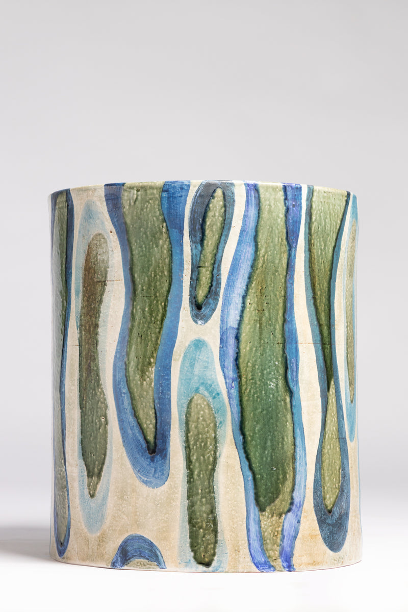 Blue & Green Hand-Made Ceramic Side Table 385mm - CBFEGI