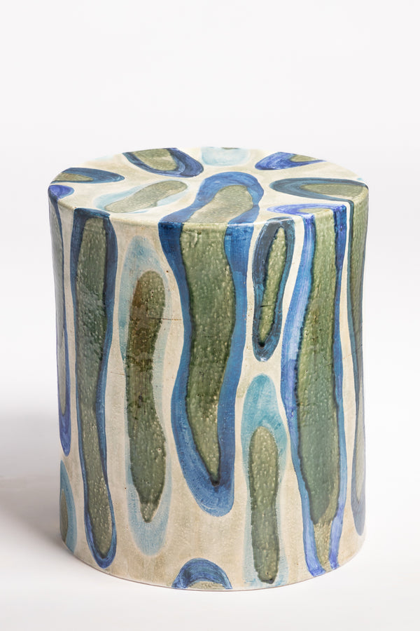 Blue & Green Hand-Made Ceramic Side Table 385mm - CBFEGI