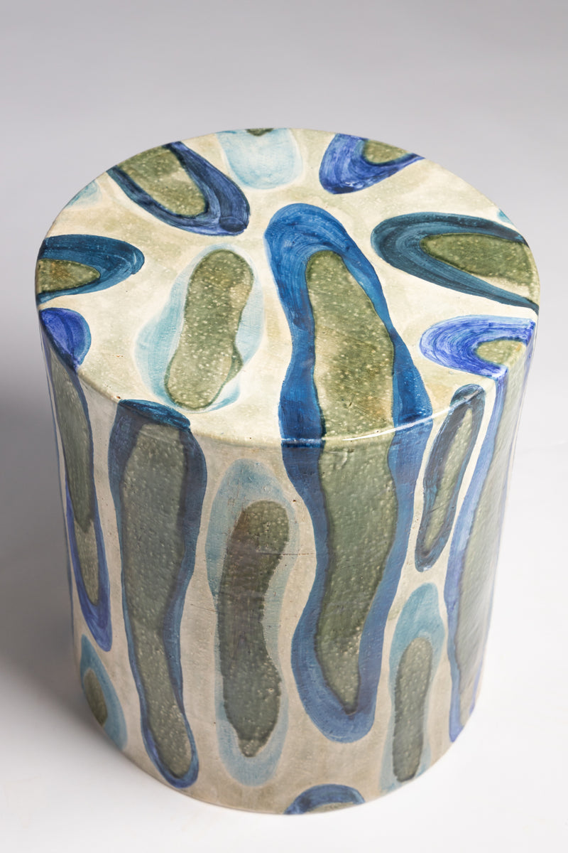 Blue & Green Hand-Made Ceramic Side Table 385mm - CBFEGI