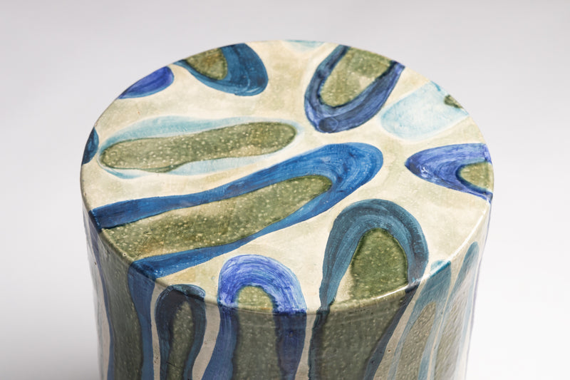 Blue & Green Hand-Made Ceramic Side Table 385mm - CBFEGI