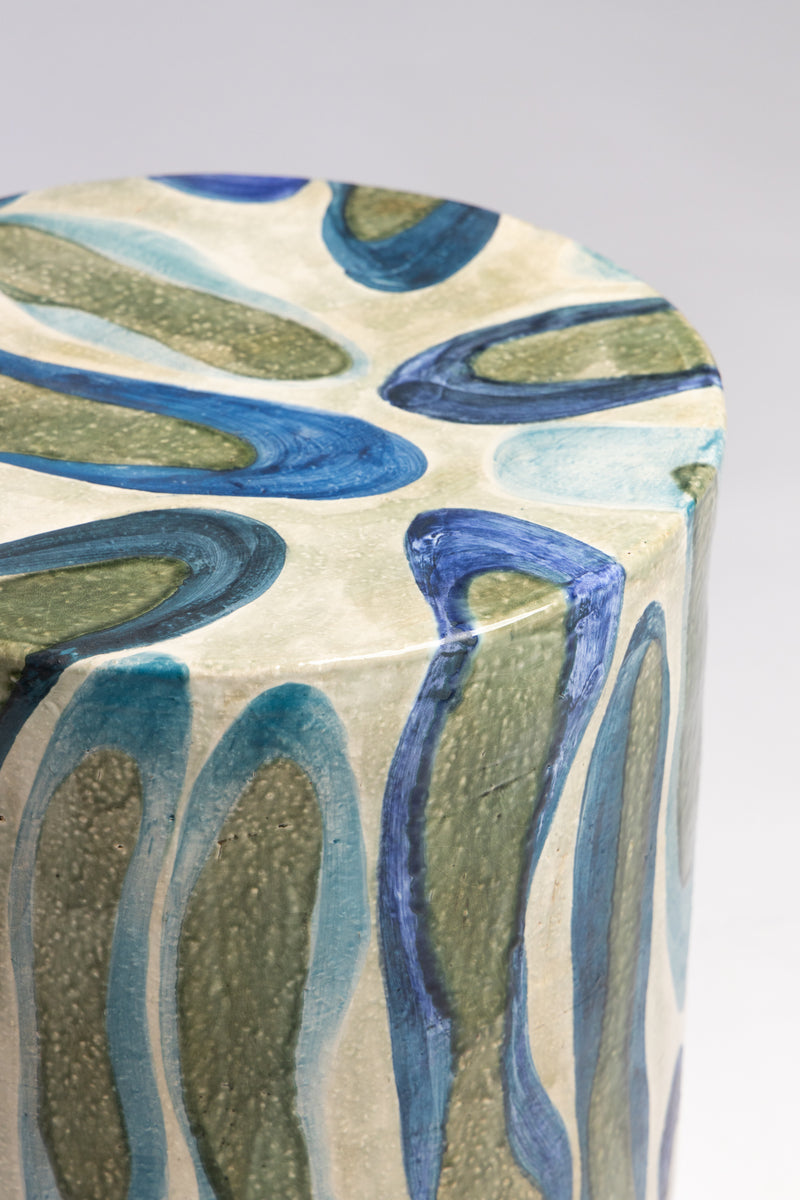 Blue & Green Hand-Made Ceramic Side Table 385mm - CBFEGI