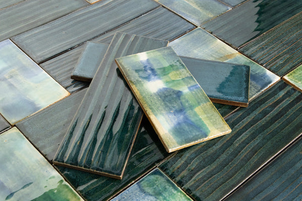 Hand-Painted Green & Aqua Tiles - CDWQAT