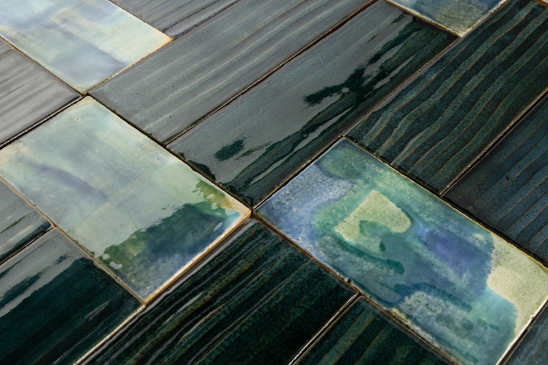 Hand-Painted Green & Aqua Tiles - CDWQAT