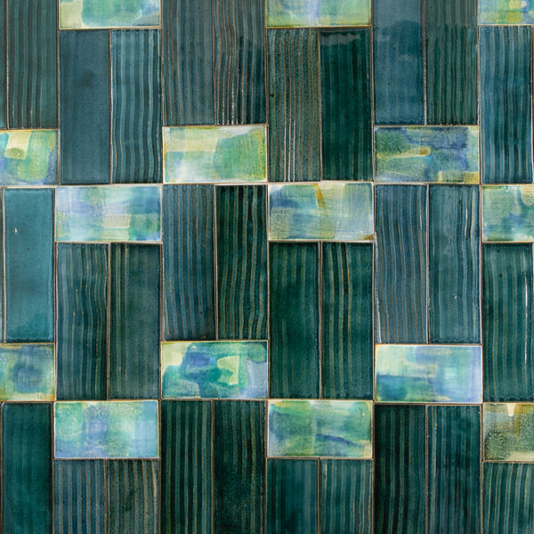 Hand-Painted Green & Aqua Tiles - CDWQAT
