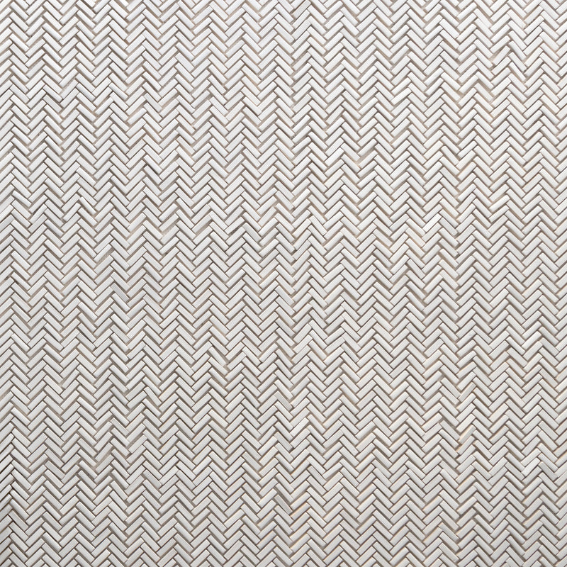 Off-White Herringbone Mosaic Tiles on Mesh CHEBEK-EX