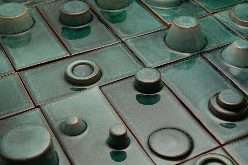 Hand-Made Rectangular 3D Green Tiles - CM9N4O-EX