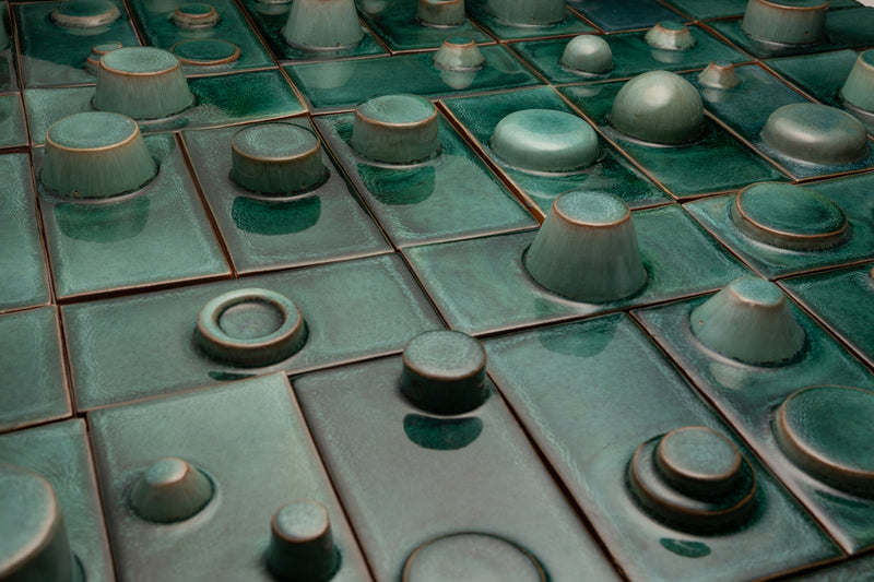 Hand-Made Rectangular 3D Green Tiles - CM9N4O-EX