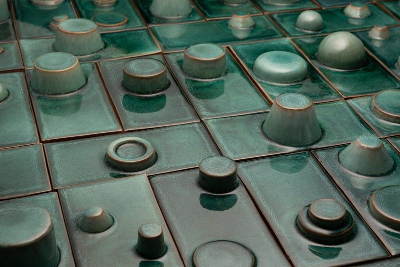 Hand-Made Rectangular 3D Green Tiles - CM9N4O-EX