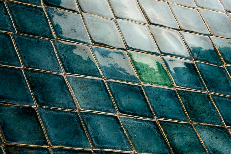 Handmade Diamond Teal & Green Blend Tiles CWRUKH_21D