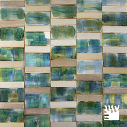 Hand-Painted Green Taupe & Blue Tiles - CXZZCA_11B