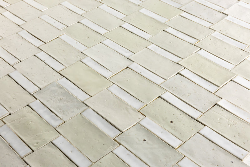 Off-White Handmade Rectangular Tiles - CZ14PJ-WS