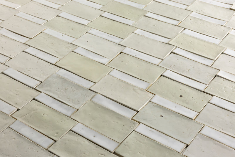 Off-White Handmade Rectangular Tiles - CZ14PJ-WS