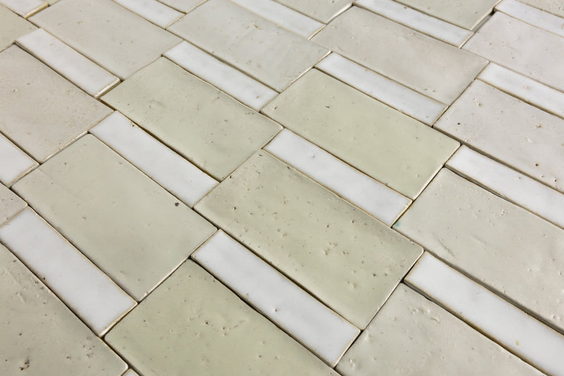 Off-White Handmade Rectangular Tiles - CZ14PJ-WS