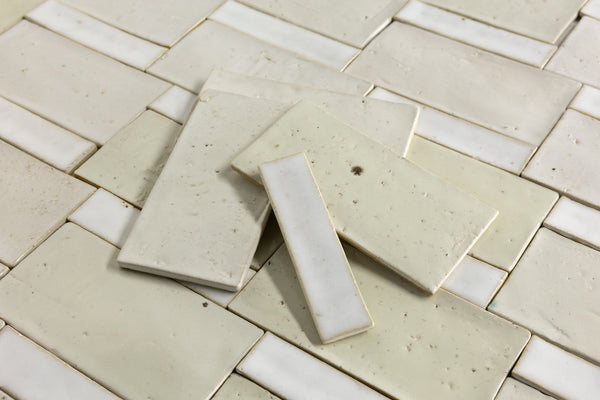 Off-White Handmade Rectangular Tiles - CZ14PJ-WS