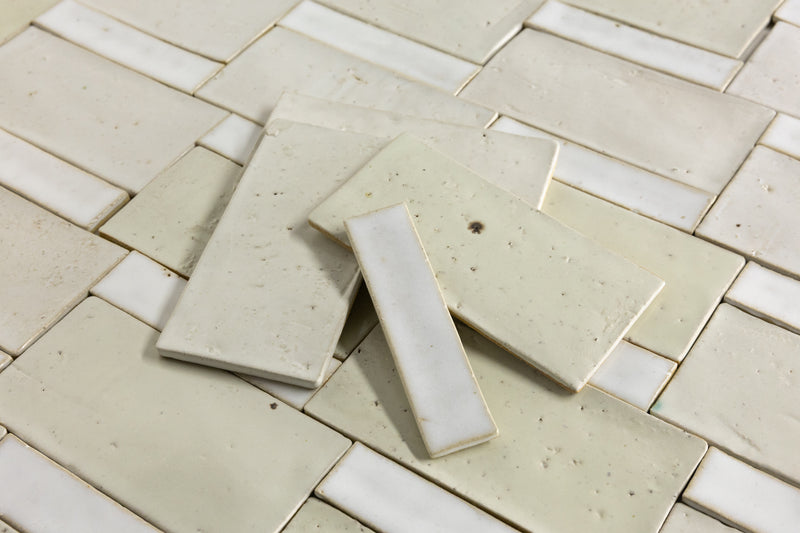 Off-White Handmade Rectangular Tiles - CZ14PJ-WS
