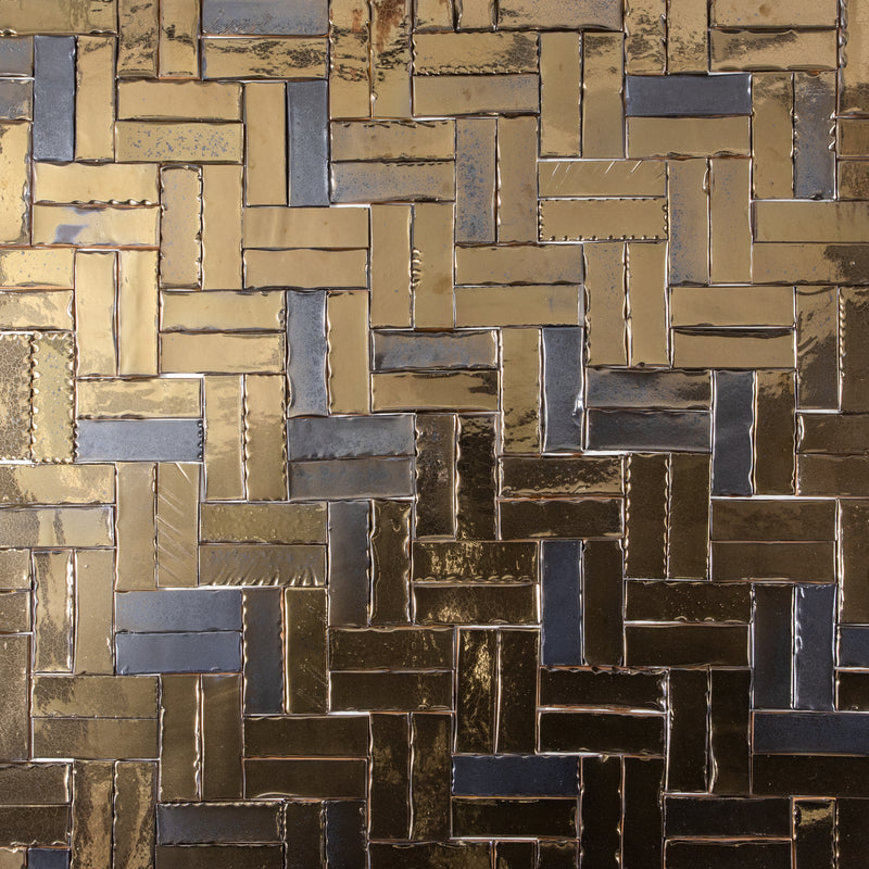 Rectangular Metallic Bronze Tile with Textures - DBEEBC-EX