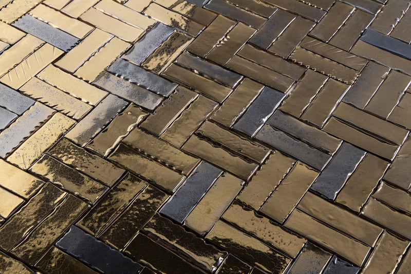 Rectangular Metallic Bronze Tile with Textures - DBEEBC-EX