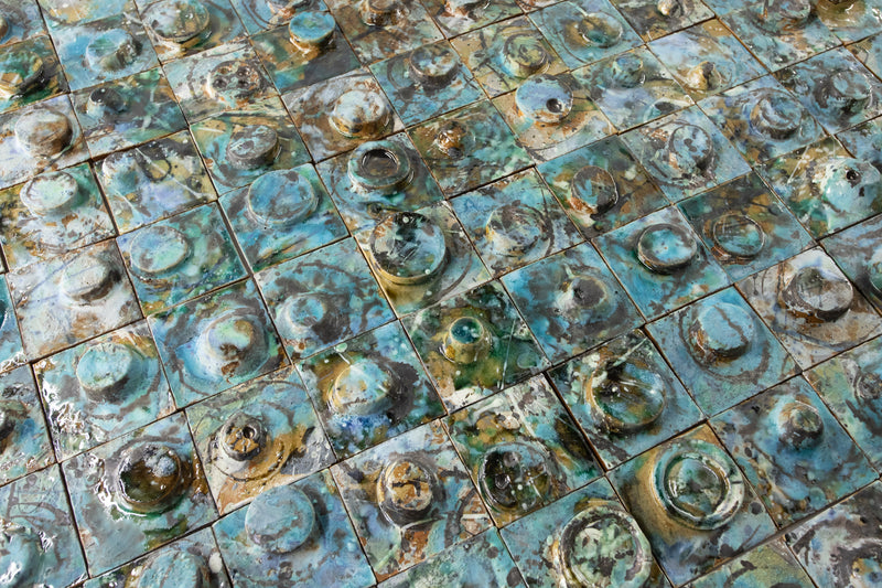 Handmade Sculptural Abstract Aqua Tiles DGBDAH_EX_P1_3D